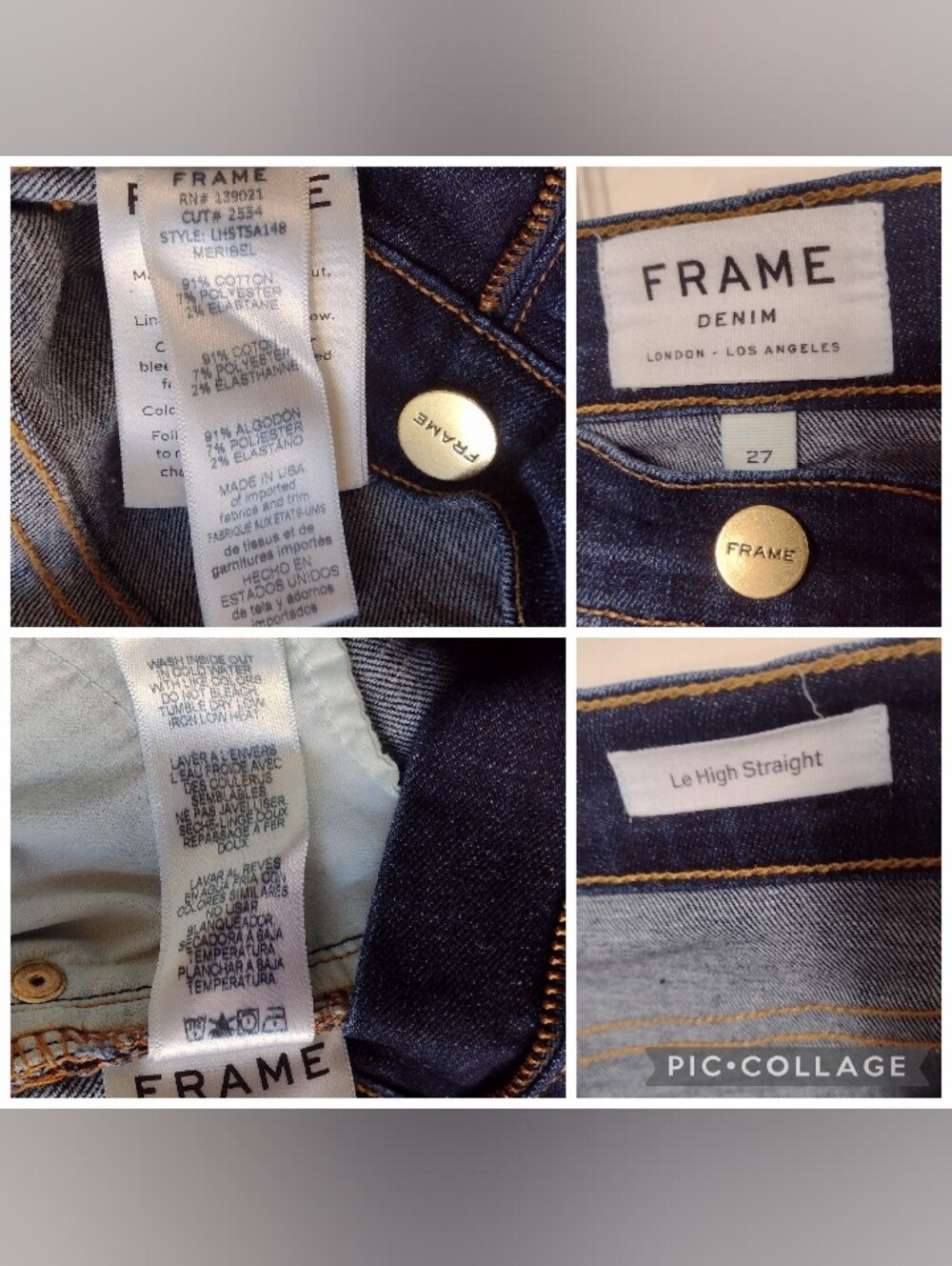 Frame Denim Le High Straight Jeans Snap Ankle Split Hem - Picture 16 of 16